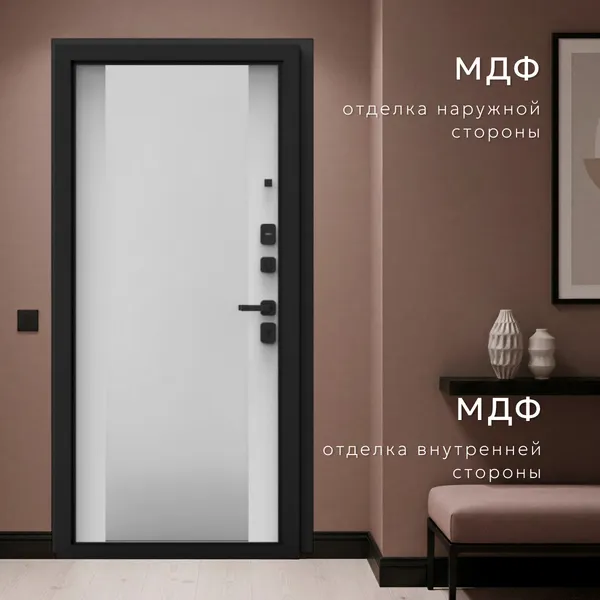 Изображение товара Входная дверь Guard Line зеркало 86x205 правая (графит/шагрень белая)