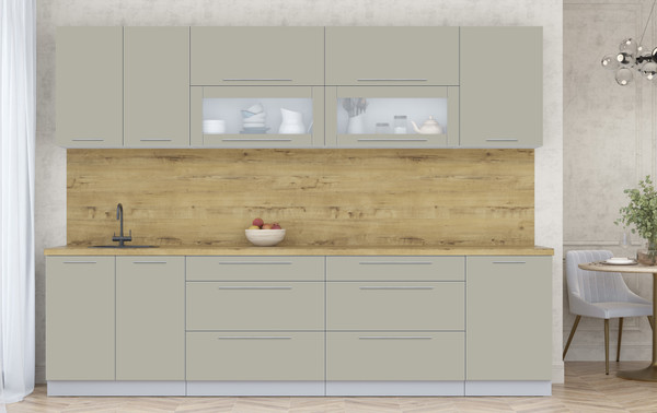 Изображение товара Кухонный гарнитур Интерлиния Мила Пластик 2.9 В (латте/латте/дуб бунратти)