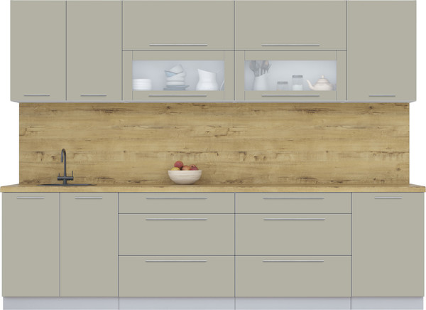 Изображение товара Кухонный гарнитур Интерлиния Мила Пластик 2.9 В (латте/латте/дуб бунратти)