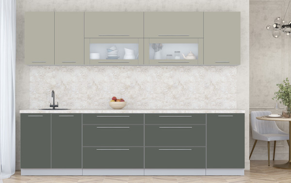 Изображение товара Кухонный гарнитур Интерлиния Мила Пластик 2.9 В (латте/шторм/опал светлый)