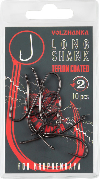 Изображение товара Набор крючков рыболовных Волжанка Long Shank Teflon / HCVLST-02 (10шт)