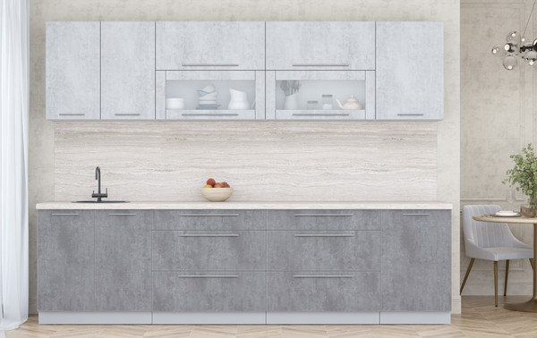 Изображение товара Кухонный гарнитур Интерлиния Мила Пластик 2.9 В (оксид светлый/оксид темный/травертин серый)