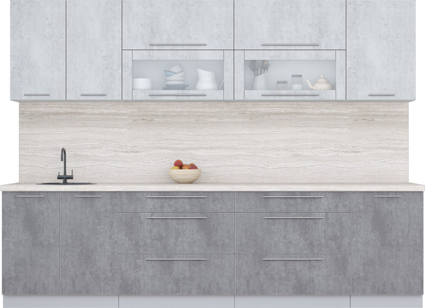 Изображение товара Кухонный гарнитур Интерлиния Мила Пластик 2.9 В (оксид светлый/оксид темный/травертин серый)