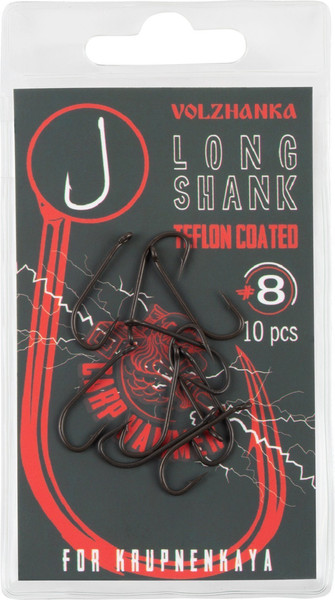 Изображение товара Набор крючков рыболовных Волжанка Long Shank Teflon / HCVLST-08 (10шт)