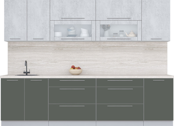 Изображение товара Кухонный гарнитур Интерлиния Мила Пластик 2.9 В (оксид светлый/шторм/травертин серый)