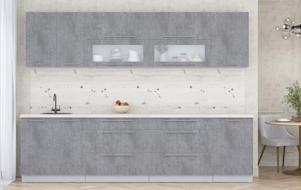 Изображение товара Кухонный гарнитур Интерлиния Мила Пластик 2.9 В (оксид темный/оксид темный/бискайская сосна)