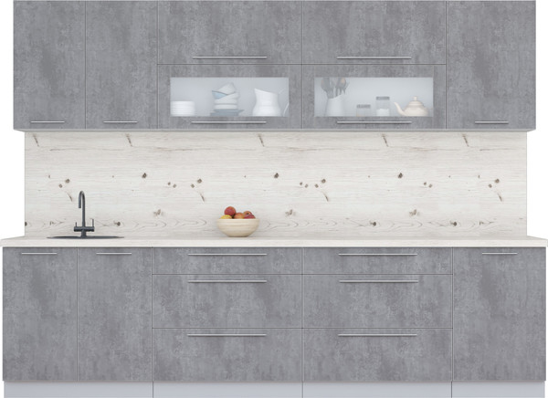 Изображение товара Кухонный гарнитур Интерлиния Мила Пластик 2.9 В (оксид темный/оксид темный/бискайская сосна)