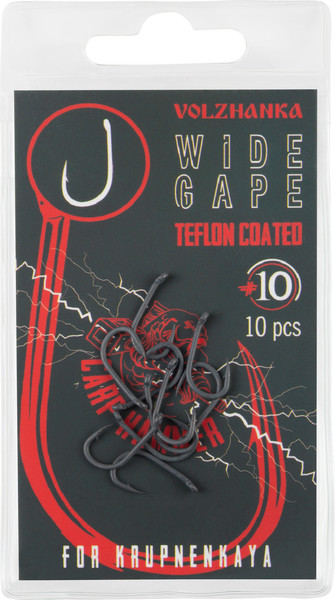 Изображение товара Набор крючков рыболовных Волжанка Wide Gape Teflon / HCVWGT-10 (10шт)