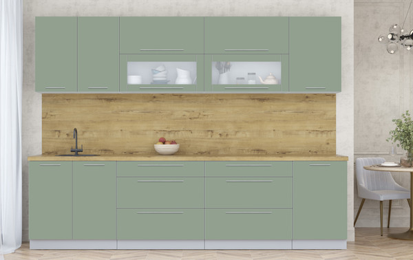 Изображение товара Кухонный гарнитур Интерлиния Мила Пластик 2.9 В (полынь/полынь/дуб бунратти)