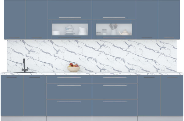 Изображение товара Кухонный гарнитур Интерлиния Мила Пластик 3.2 В (арктический/арктический/белый гранит)