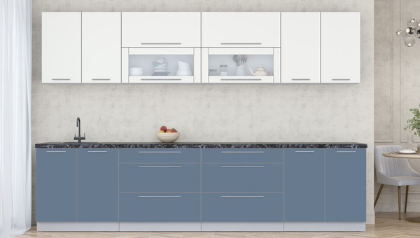 Изображение товара Кухонный гарнитур Интерлиния Мила Пластик 3.2 В (зефирный/арктический/кастилло темный)