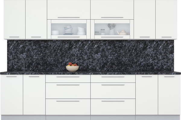 Изображение товара Кухонный гарнитур Интерлиния Мила Пластик 3.2 В (зефирный/зефирный/кастилло темный)