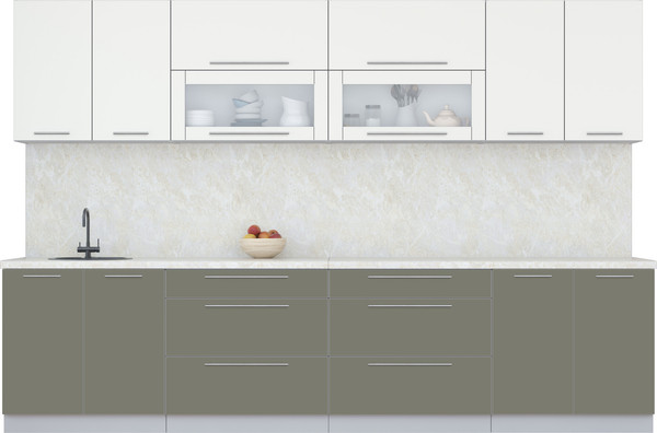 Изображение товара Кухонный гарнитур Интерлиния Мила Пластик 3.2 В (зефирный/кварцевый/опал светлый)