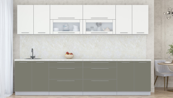 Изображение товара Кухонный гарнитур Интерлиния Мила Пластик 3.2 В (зефирный/кварцевый/опал светлый)