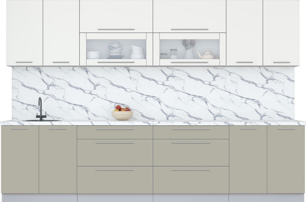 Изображение товара Кухонный гарнитур Интерлиния Мила Пластик 3.2 В (зефирный/латте/белый гранит)