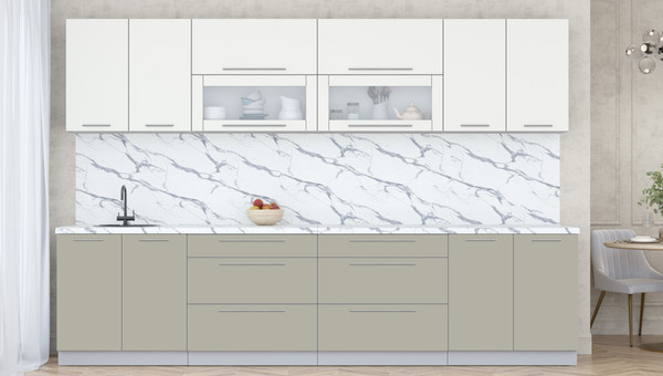 Изображение товара Кухонный гарнитур Интерлиния Мила Пластик 3.2 В (зефирный/латте/белый гранит)