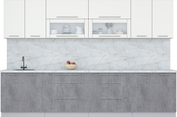 Изображение товара Кухонный гарнитур Интерлиния Мила Пластик 3.2 В (зефирный/оксид темный/серый каспий)