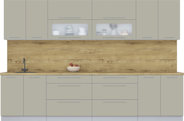 Изображение товара Кухонный гарнитур Интерлиния Мила Пластик 3.2 В (латте/латте/дуб бунратти)