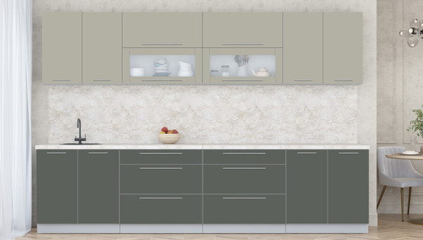 Изображение товара Кухонный гарнитур Интерлиния Мила Пластик 3.2 В (латте/шторм/опал светлый)