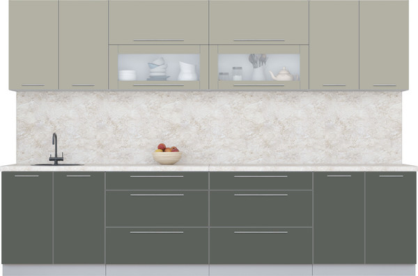 Изображение товара Кухонный гарнитур Интерлиния Мила Пластик 3.2 В (латте/шторм/опал светлый)
