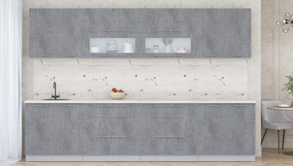 Изображение товара Кухонный гарнитур Интерлиния Мила Пластик 3.2 В (оксид темный/оксид темный/бискайская сосна)