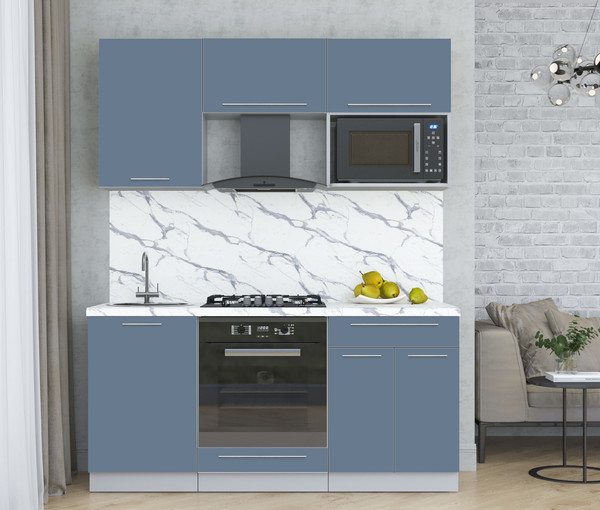 Изображение товара Кухонный гарнитур Интерлиния Мила Пластик 1.7 (арктический/арктический/белый гранит)