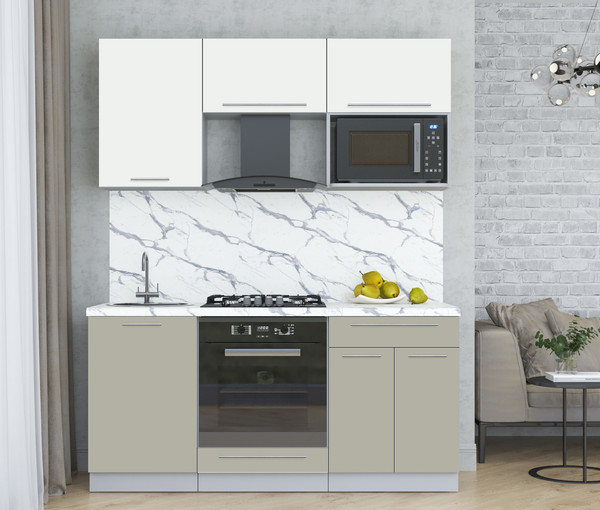 Изображение товара Кухонный гарнитур Интерлиния Мила Пластик 1.7 (зефирный/латте/белый гранит)