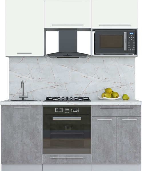 Изображение товара Кухонный гарнитур Интерлиния Мила Пластик 1.7 (зефирный/оксид темный/серый каспий)