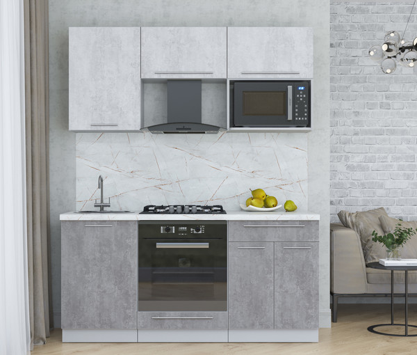 Изображение товара Кухонный гарнитур Интерлиния Мила Пластик 1.7 (зефирный/оксид темный/серый каспий)