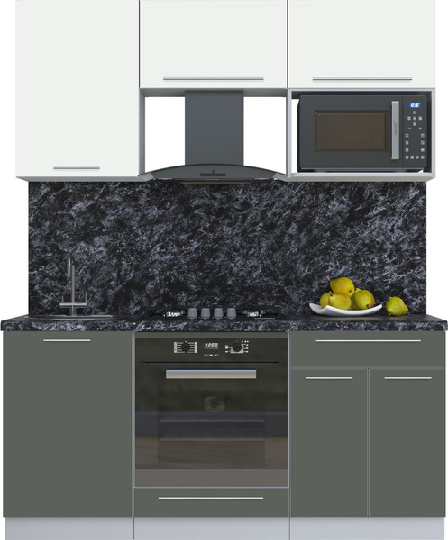 Изображение товара Кухонный гарнитур Интерлиния Мила Пластик 1.7 (зефирный/шторм/кастилло темный)