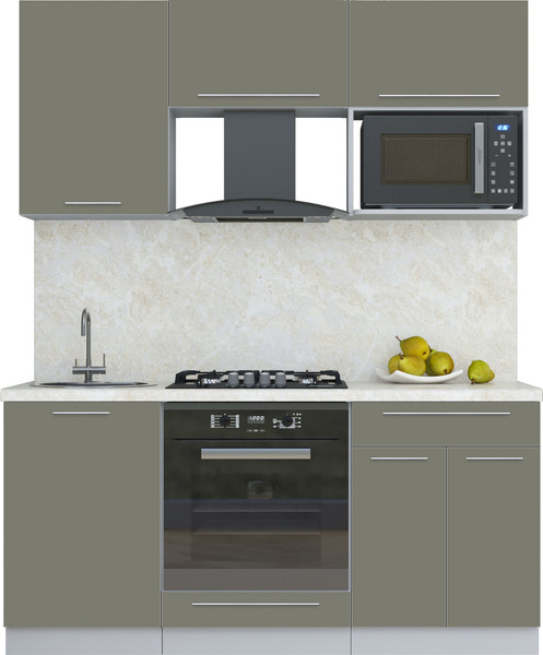 Изображение товара Кухонный гарнитур Интерлиния Мила Пластик 1.7 (кварцевый/кварцевый/опал светлый)