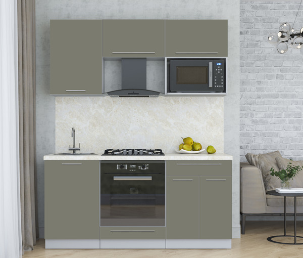 Изображение товара Кухонный гарнитур Интерлиния Мила Пластик 1.7 (кварцевый/кварцевый/опал светлый)