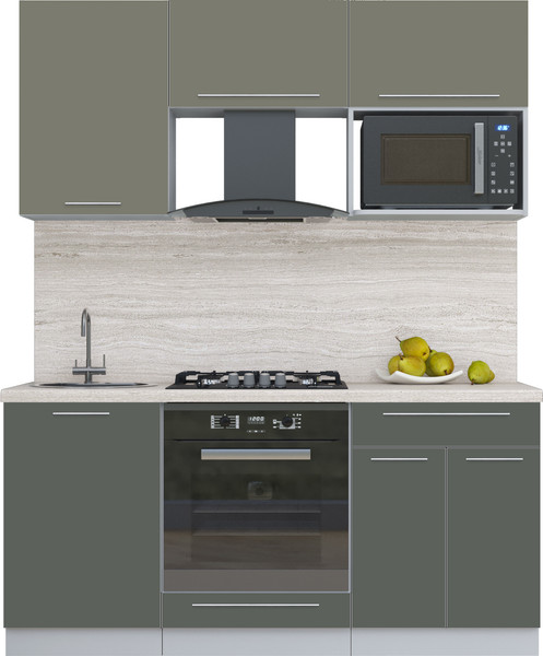Изображение товара Кухонный гарнитур Интерлиния Мила Пластик 1.7 (кварцевый/шторм/травертин серый)