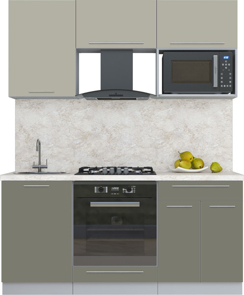 Изображение товара Кухонный гарнитур Интерлиния Мила Пластик 1.7 (латте/кварцевый/опал светлый)