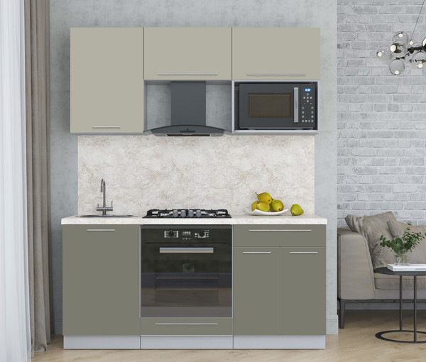 Изображение товара Кухонный гарнитур Интерлиния Мила Пластик 1.7 (латте/кварцевый/опал светлый)