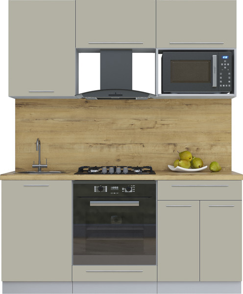 Изображение товара Кухонный гарнитур Интерлиния Мила Пластик 1.7 (латте/латте/дуб бунратти)