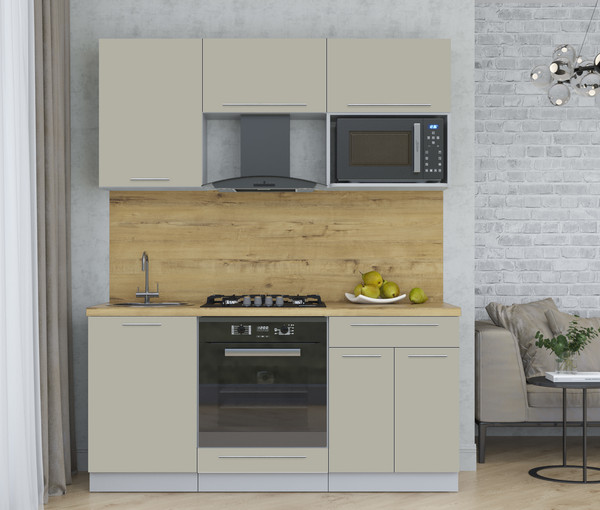 Изображение товара Кухонный гарнитур Интерлиния Мила Пластик 1.7 (латте/латте/дуб бунратти)