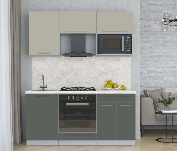 Изображение товара Кухонный гарнитур Интерлиния Мила Пластик 1.7 (латте/шторм/опал светлый)