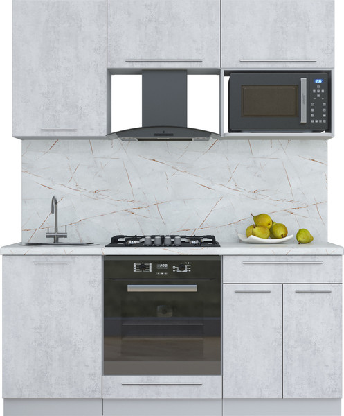 Изображение товара Кухонный гарнитур Интерлиния Мила Пластик 1.7 (оксид светлый/оксид светлый/серый каспий)