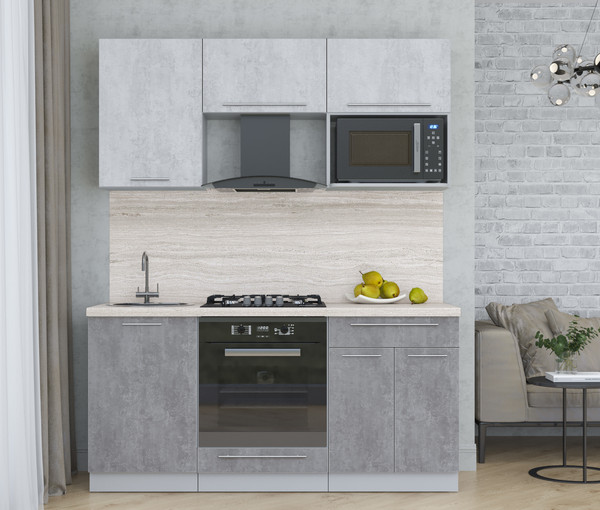 Изображение товара Кухонный гарнитур Интерлиния Мила Пластик 1.7 (оксид светлый/оксид темный/травертин серый)