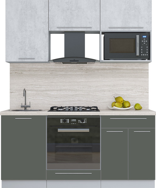 Изображение товара Кухонный гарнитур Интерлиния Мила Пластик 1.7 (оксид светлый/шторм/травертин серый)