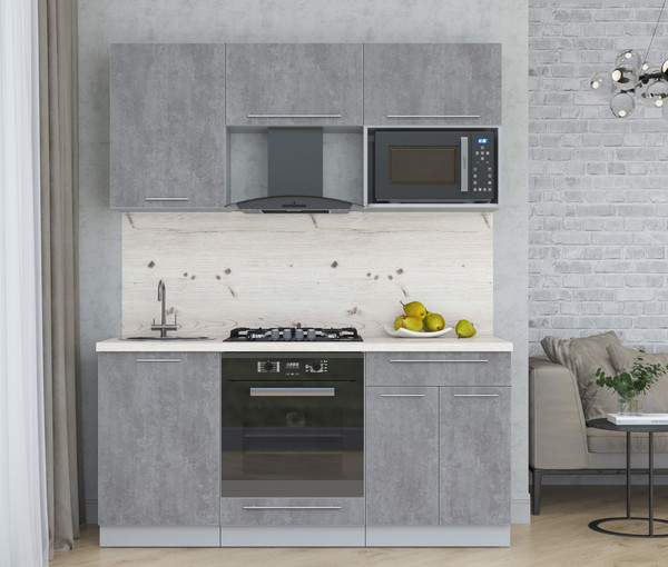 Изображение товара Кухонный гарнитур Интерлиния Мила Пластик 1.7 (оксид темный/оксид темный/бискайская сосна)