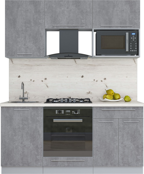 Изображение товара Кухонный гарнитур Интерлиния Мила Пластик 1.7 (оксид темный/оксид темный/бискайская сосна)