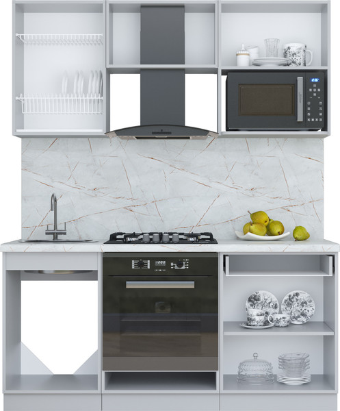 Изображение товара Кухонный гарнитур Интерлиния Мила Пластик 1.7 (полынь/полынь/дуб бунратти)