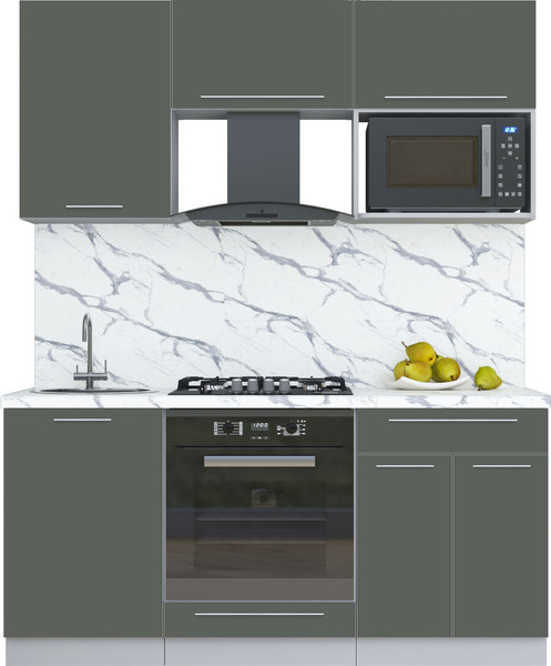Изображение товара Кухонный гарнитур Интерлиния Мила Пластик 1.7 (шторм/шторм/белый гранит)