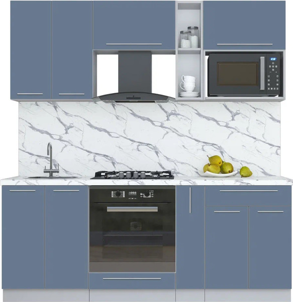 Изображение товара Кухонный гарнитур Интерлиния Мила Пластик 2.0 (арктический/арктический/белый гранит)