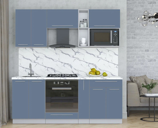 Изображение товара Кухонный гарнитур Интерлиния Мила Пластик 2.0 (арктический/арктический/белый гранит)