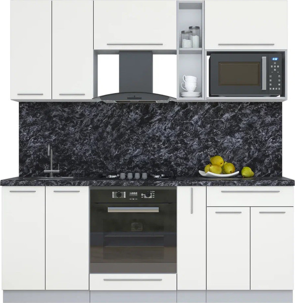 Изображение товара Кухонный гарнитур Интерлиния Мила Пластик 2.0 (зефирный/зефирный/кастилло темный)