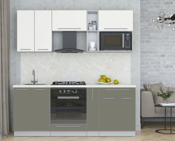 Изображение товара Кухонный гарнитур Интерлиния Мила Пластик 2.0 (зефирный/кварцевый/опал светлый)