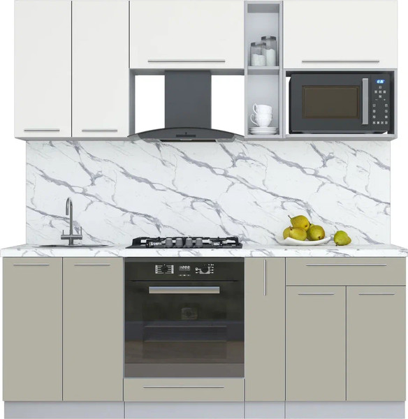 Изображение товара Кухонный гарнитур Интерлиния Мила Пластик 2.0 (зефирный/латте/белый гранит)